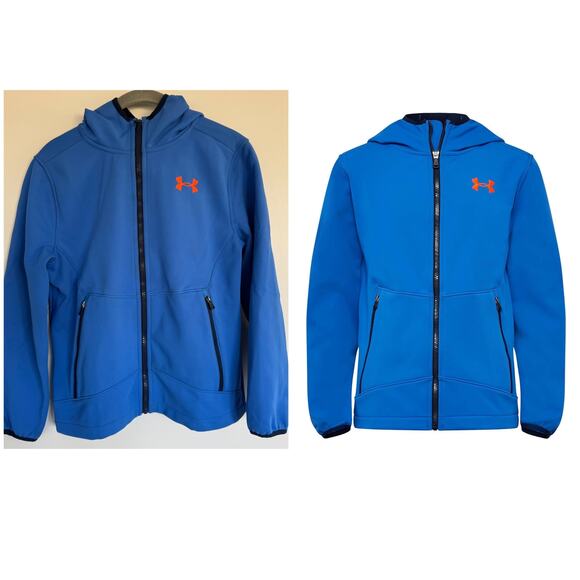 Under Armour Storm, Water Repellent, Coldgear Hooded Jacket in Powderkeg Blue - Picture 1 of 7